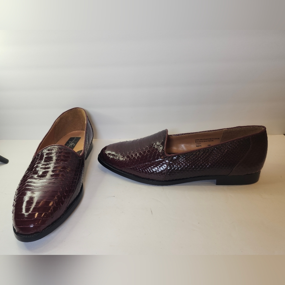 Giorgio Brutini Private Collection Burgundy Snakeskin Loafers Shoes S 10M NWD